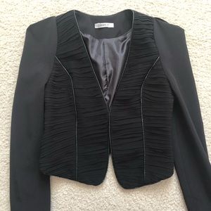 Black Mini Blazer with Fake Leather Lining